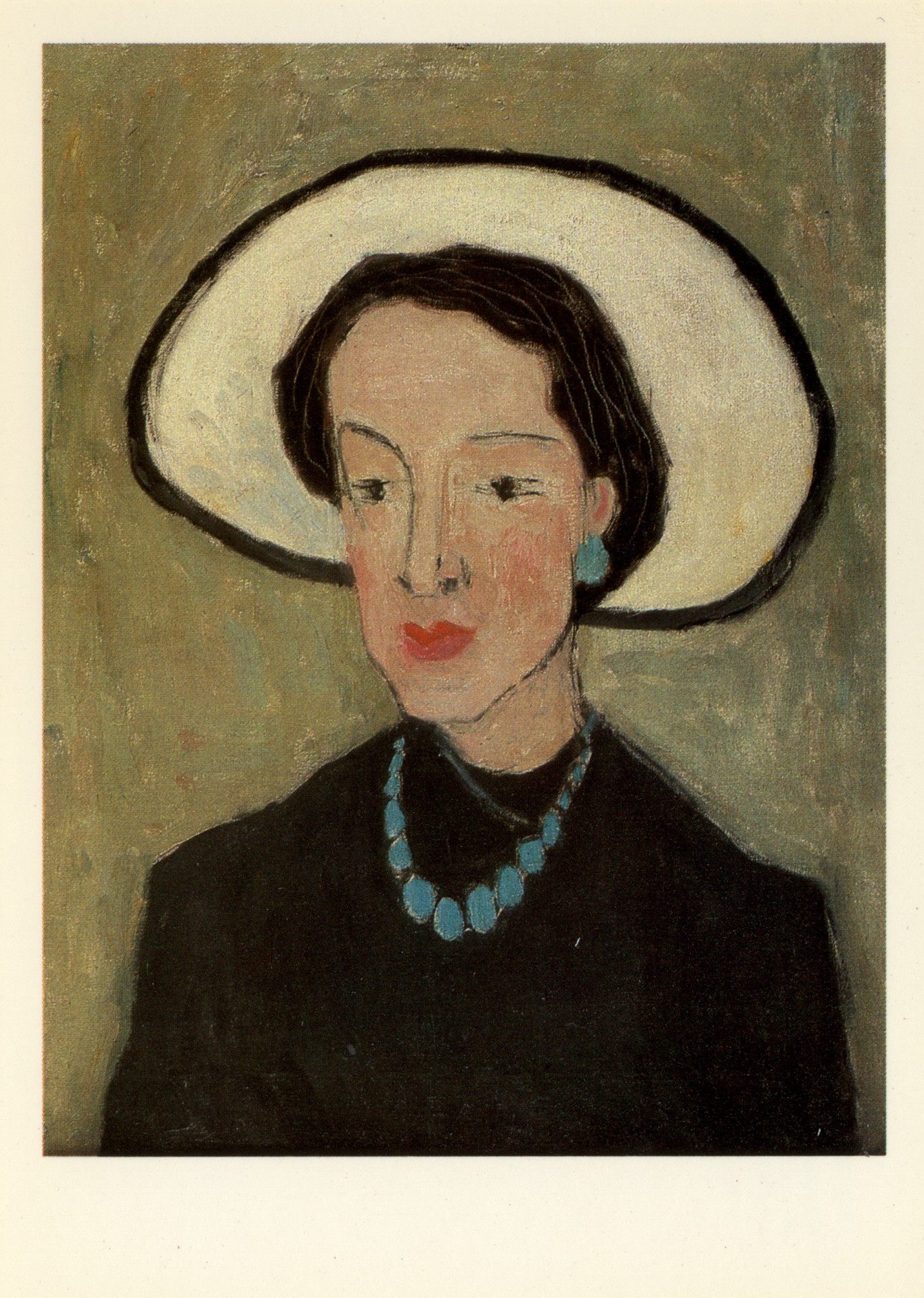 Портрет жены в белой шляпе