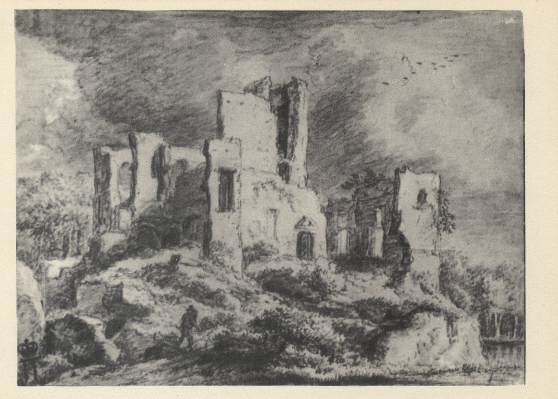 Пейзаж с руиной на холме