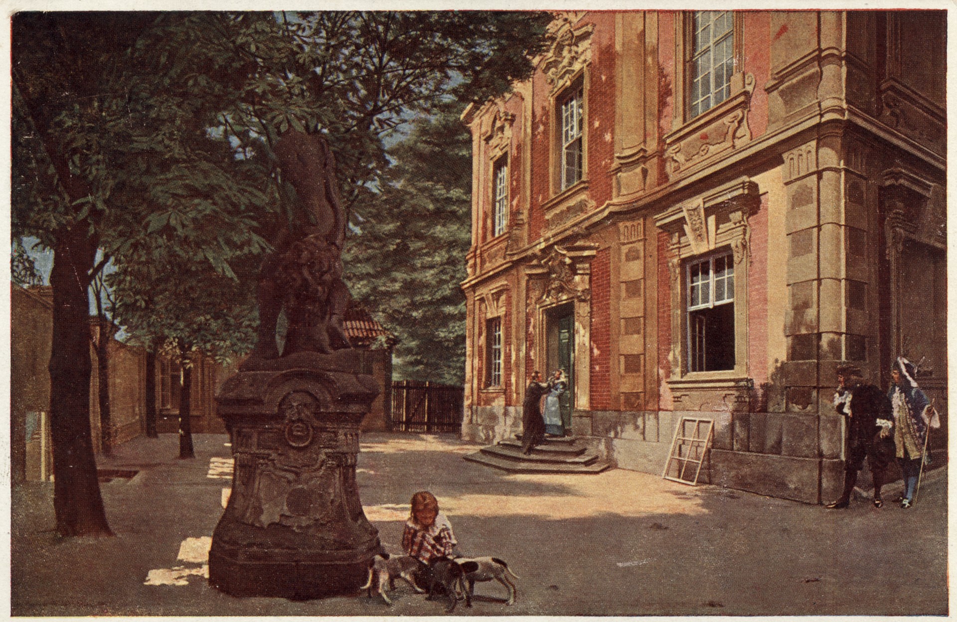 В замке, у памятника