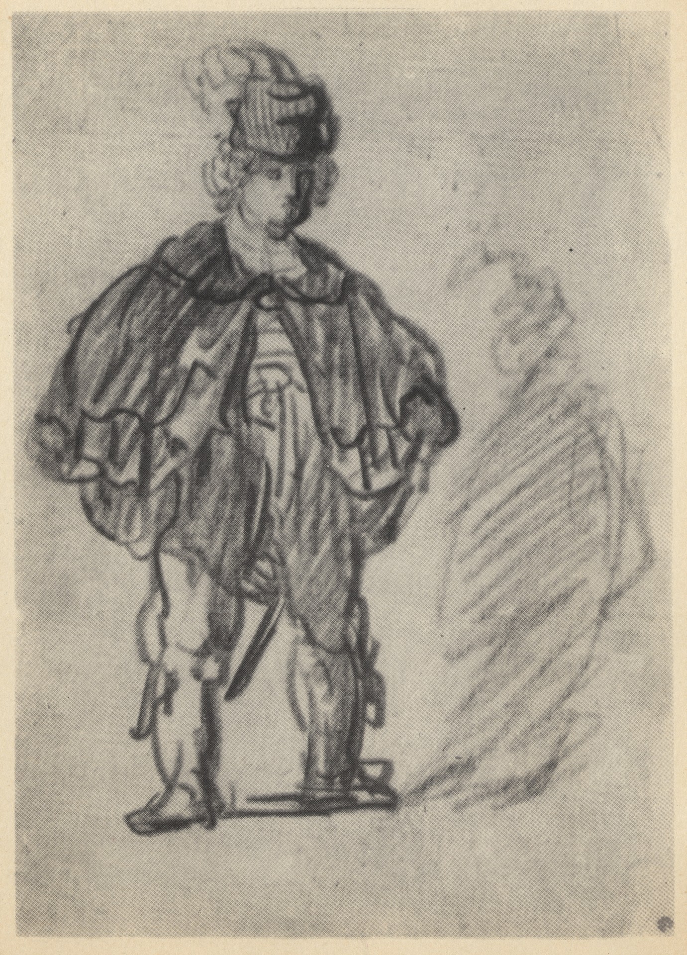 Этюд фигуры мужчины в коротком плаще