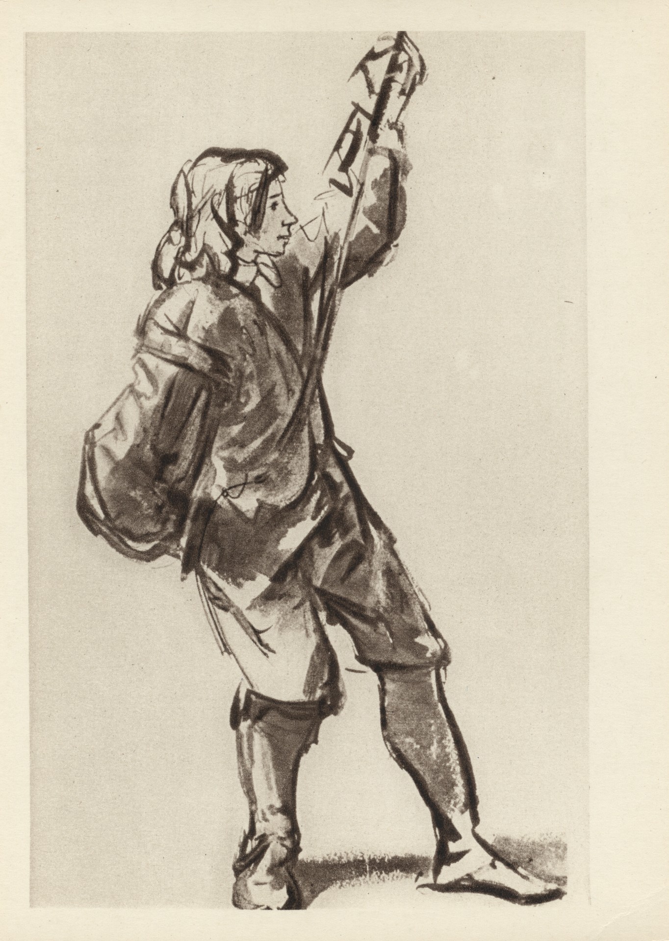 Молодой человек с канатом в руке