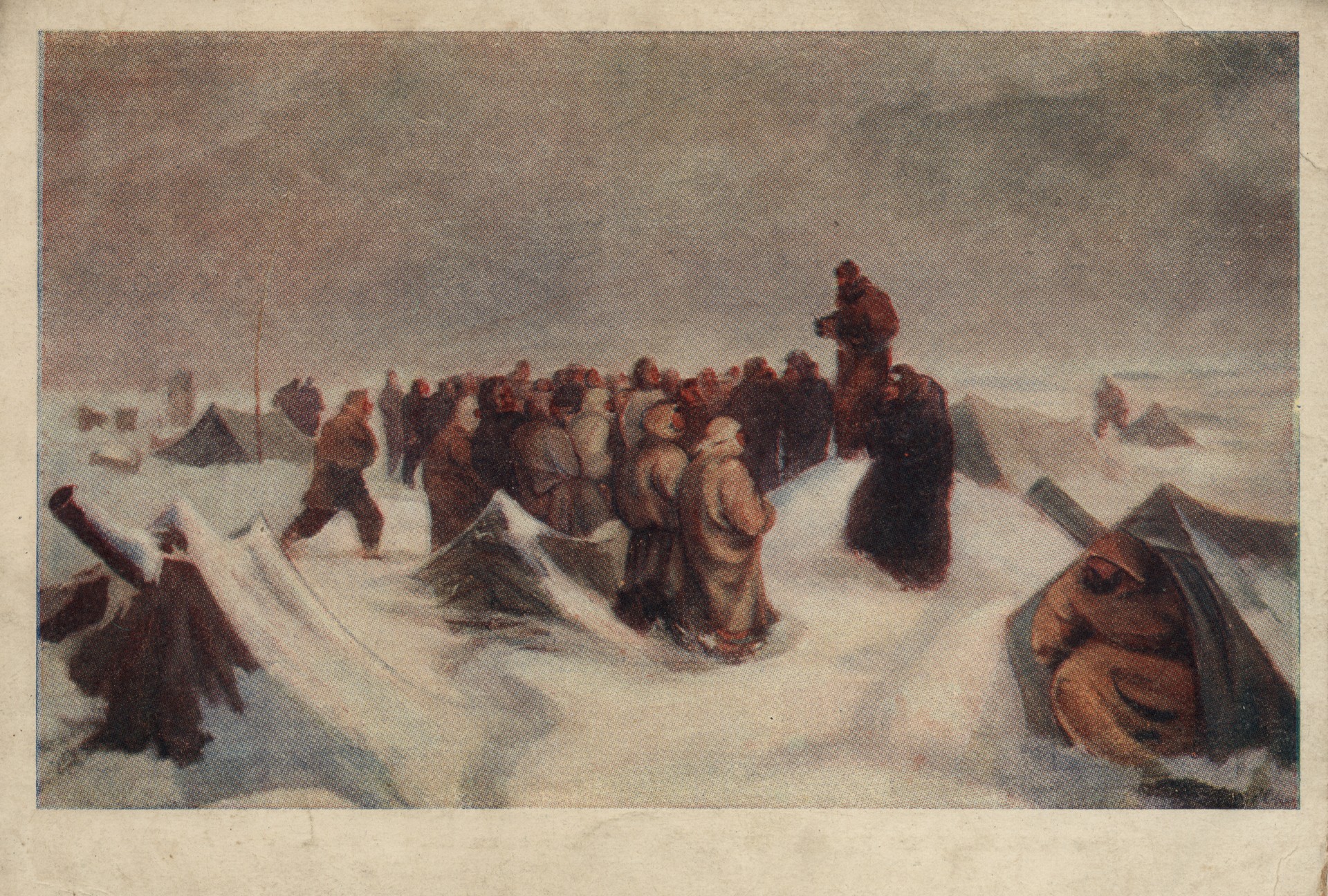 Собрание челюскинцев на льдине