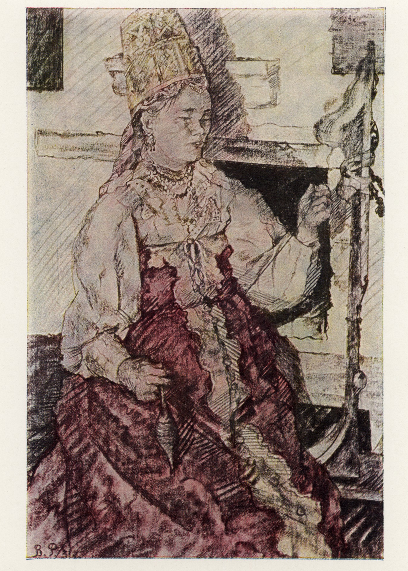 Беломорье. Крестьянка в старинном штофнике