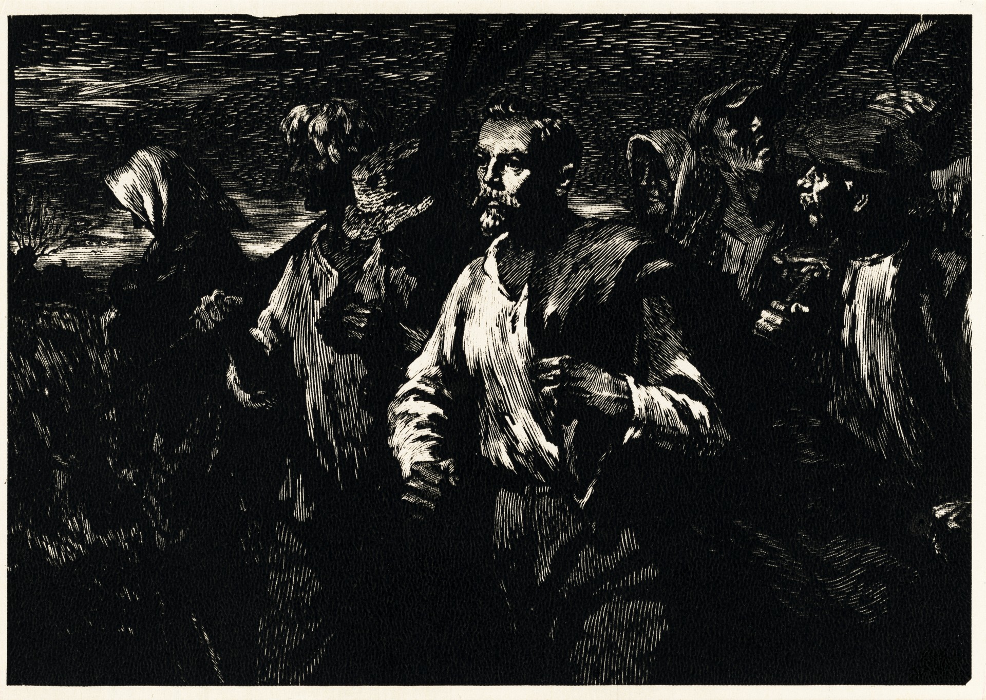 В. Мицкявичус-Капсукас среди бастующих батраков в 1905 г