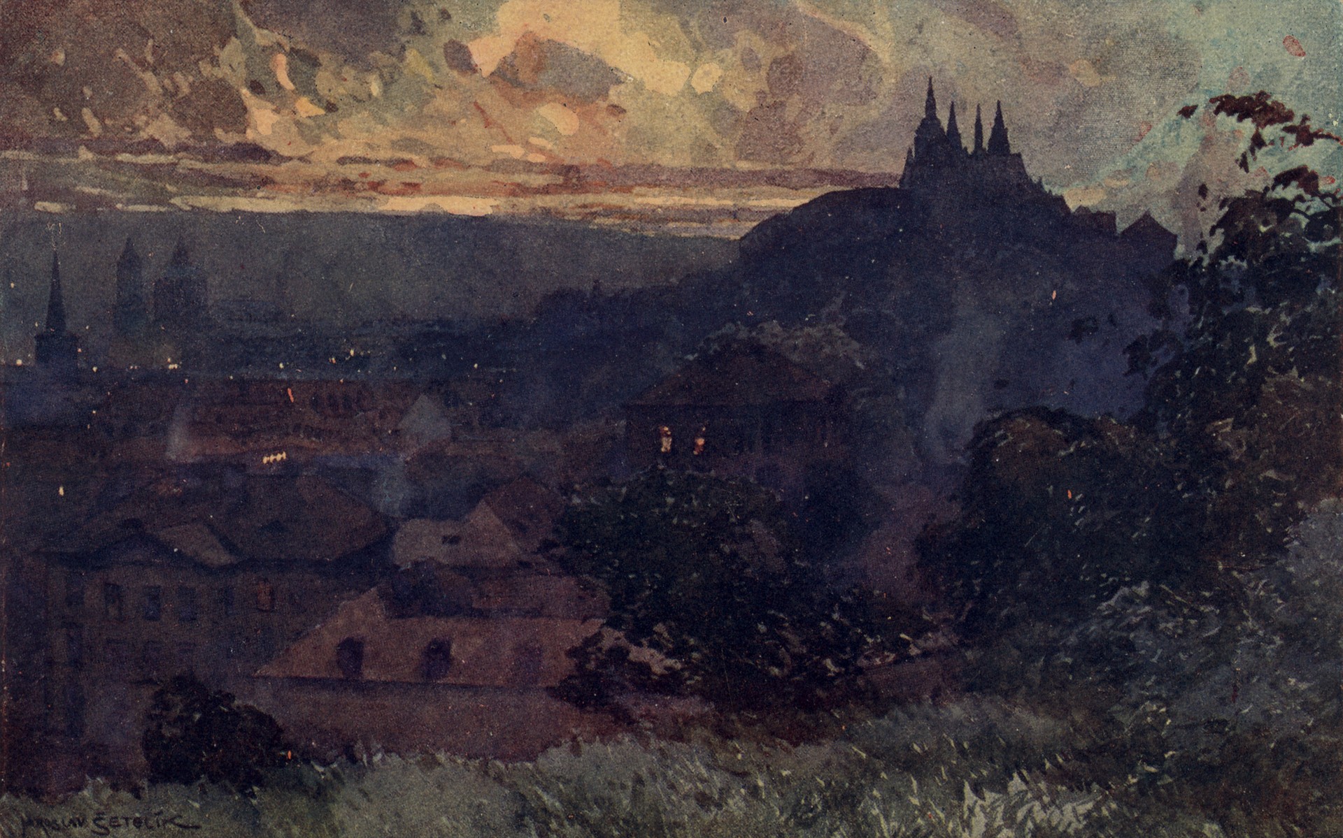 Прага. Градчаны вечером