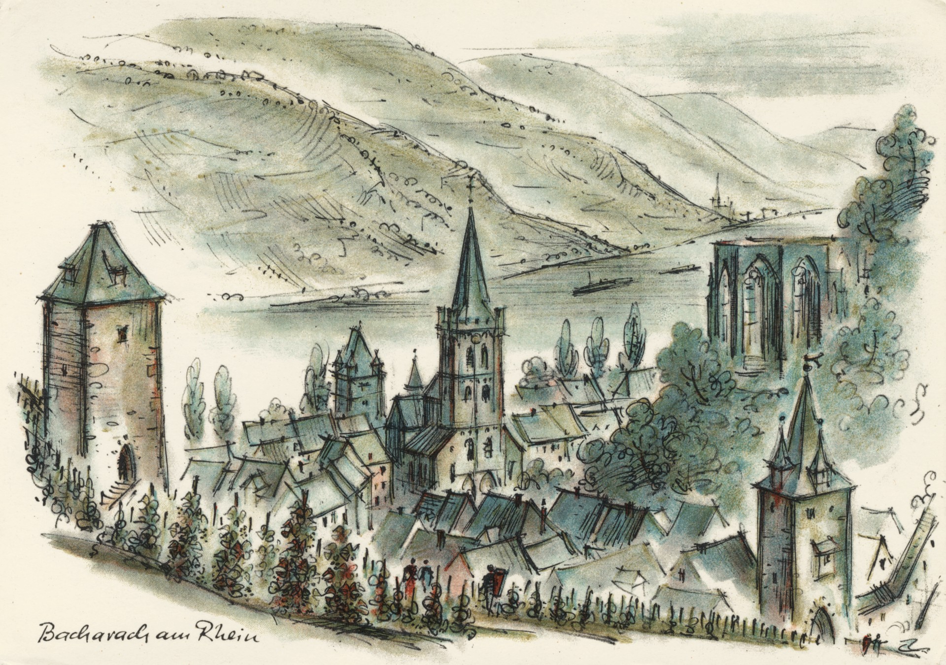 Ландшафт и виды городов на Рейне