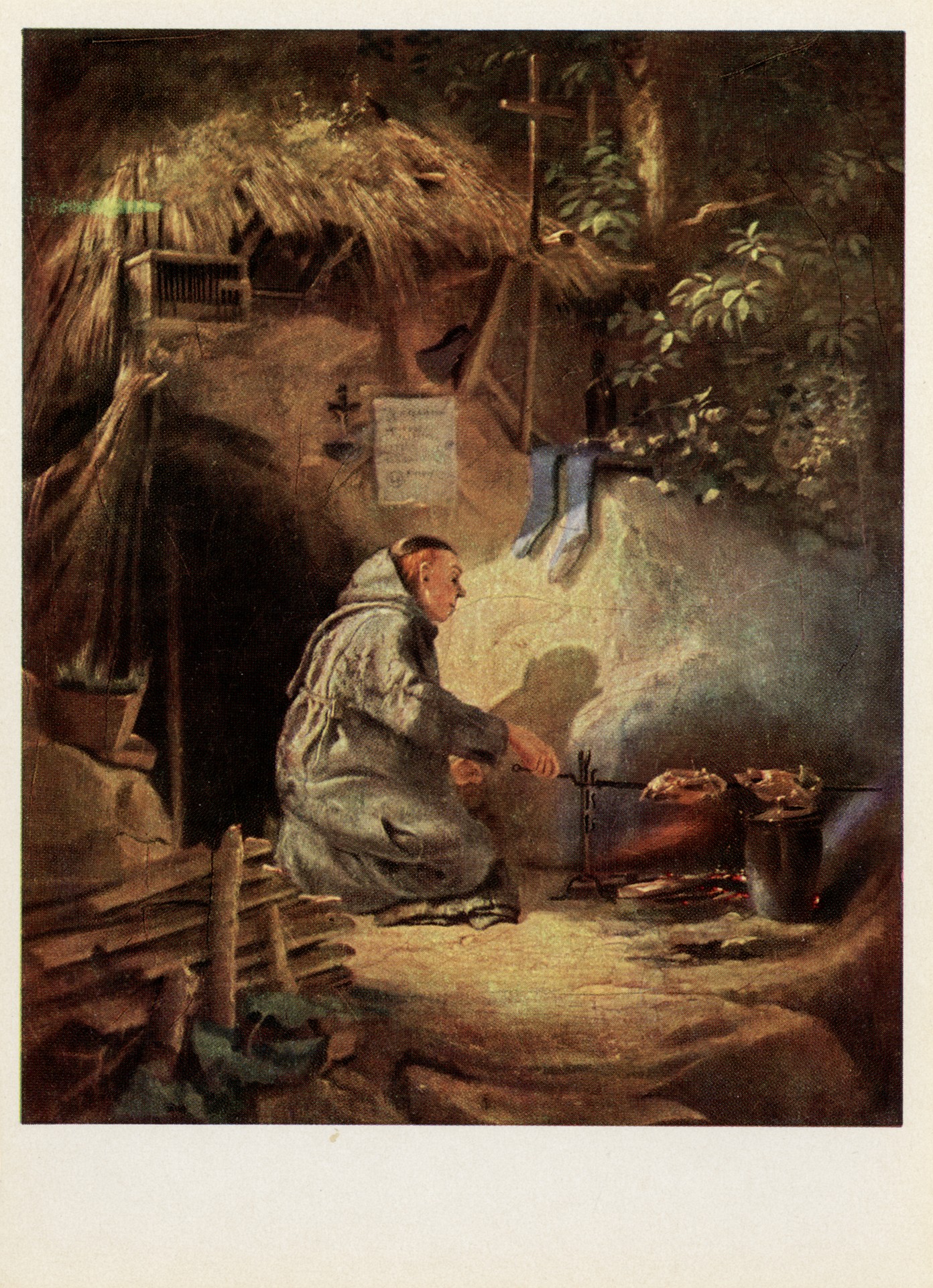 Монах, жарящий кур