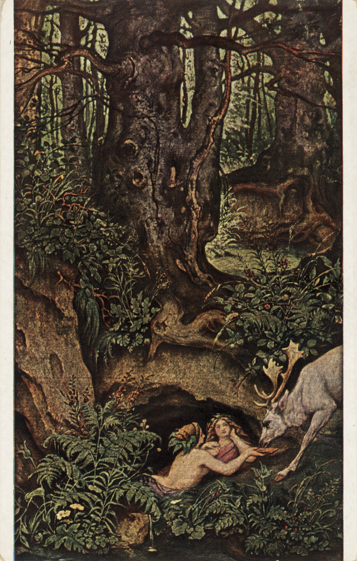 Нимфы поят оленя