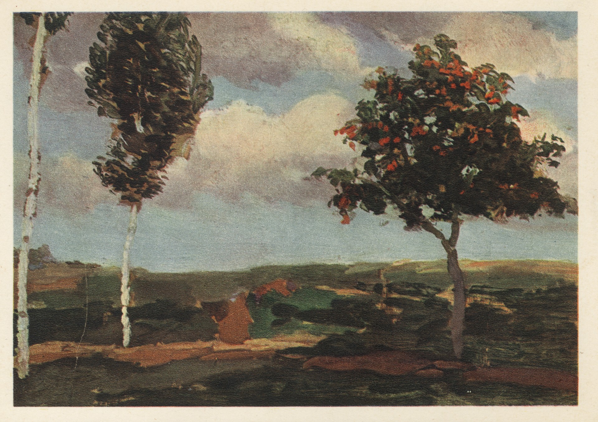 Вид с деревьями