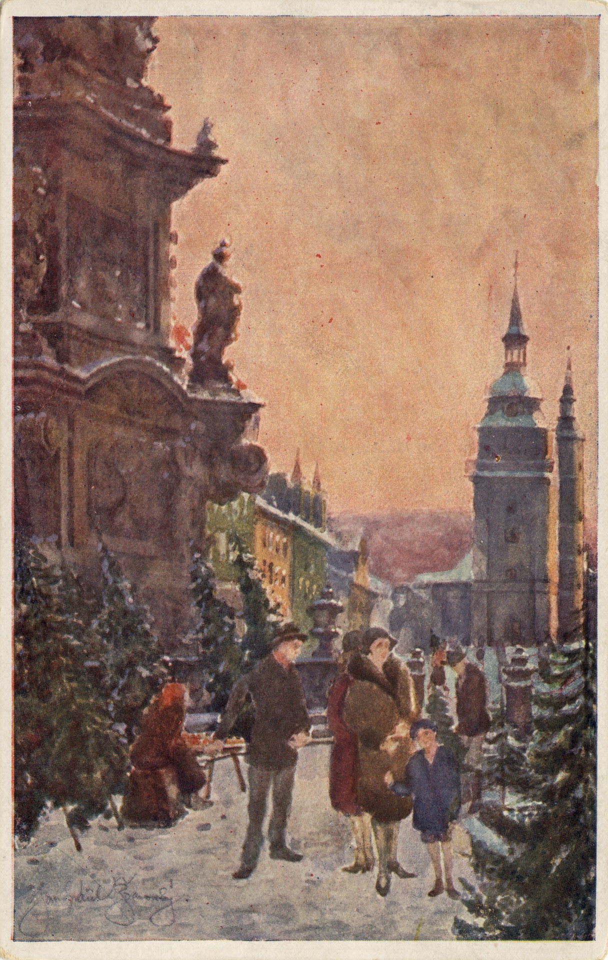 Вид Праги. Ёлочный базар