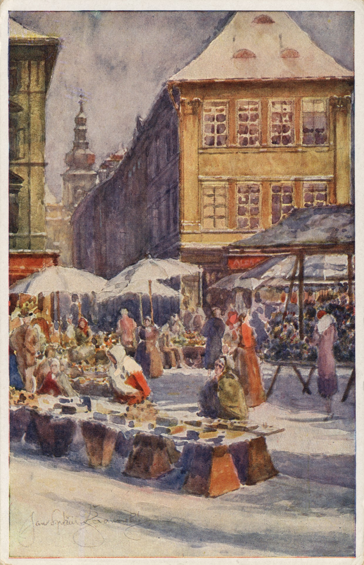 Вид Праги. Новогодний базар