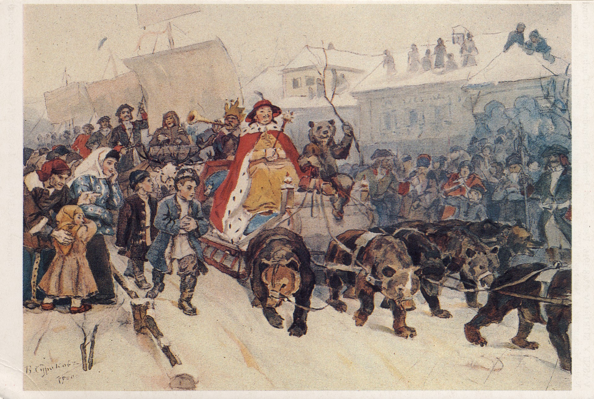 Пётр I и князь И. Ромодановский во время большого маскарада в Москве