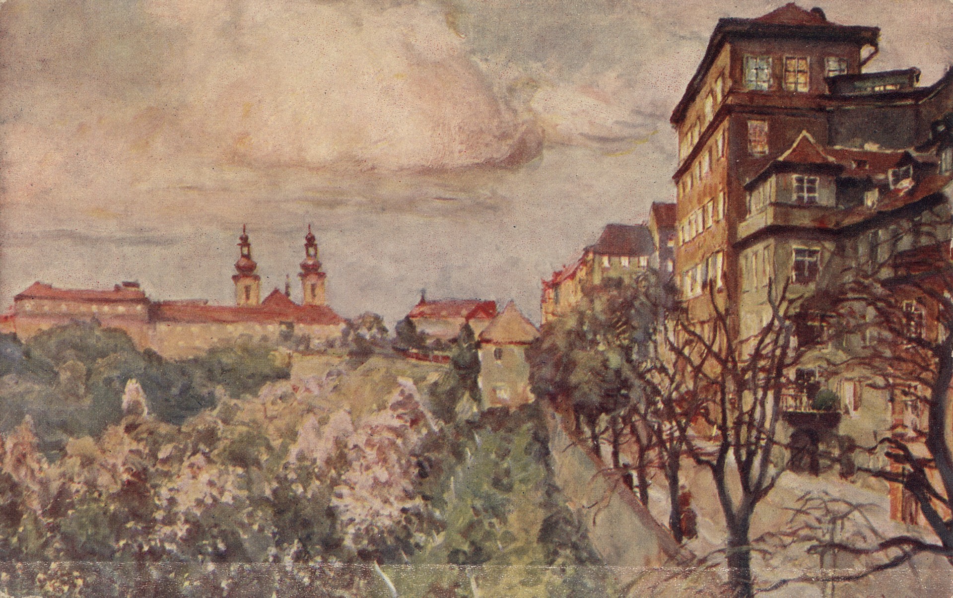 Вид Страховского костела в Праге