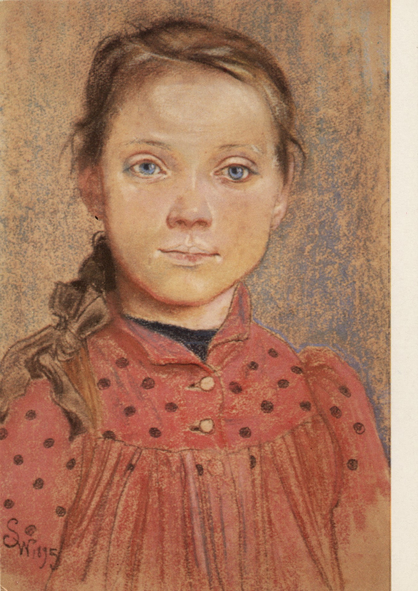 Деревенская девочка в красном платье